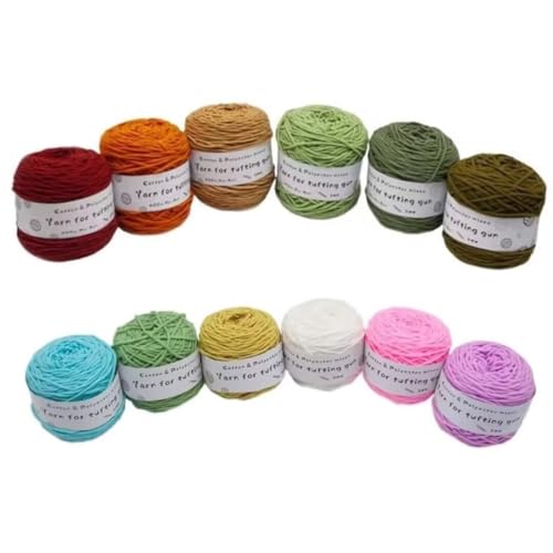 12 x 190 g Knäuel mit verschiedenen Tufting-Garnen, farbiges Poly- und Baumwollgarn, 8-fädiges Strickgarn für Tuftingpistole und Stanznadel, 5 mm Häkelnadel-Garn für Teppich/Pullover/Schal 12 x 190 g Knäuel mit verschiedenen Tufting-Garnen, farbiges Poly- und Baumwollgarn, 8-fädiges Strickgarn für Tuftingpistole und Stanznadel, 5 mm Häkelnadel-Garn für Teppich/Pullover/Schal von Generisch