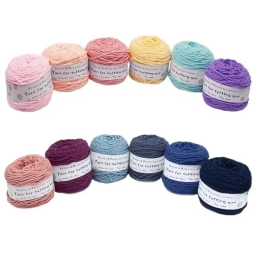 12 x 190 g Knäuel mit verschiedenen Tufting-Garnen, farbiges Poly- und Baumwollgarn, 8-fädiges Strickgarn für Tuftingpistole und Stanznadel, 5 mm Häkelnadel-Garn für Teppich/Pullover/Schal 12 x 190 g Knäuel mit verschiedenen Tufting-Garnen, farbiges Poly- und Baumwollgarn, 8-fädiges Strickgarn für Tuftingpistole und Stanznadel, 5 mm Häkelnadel-Garn für Teppich/Pullover/Schal von Generisch
