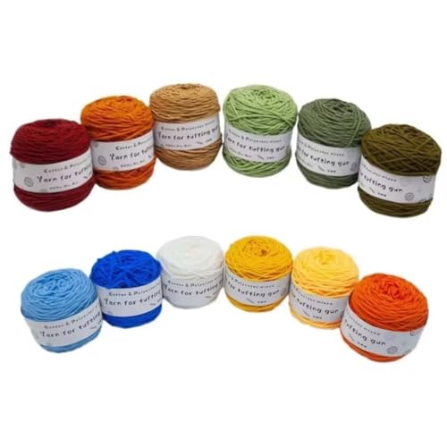 12 x 190 g Knäuel mit verschiedenen Tufting-Garnen, farbiges Poly- und Baumwollgarn, 8-fädiges Strickgarn für Tuftingpistole und Stanznadel, 5 mm Häkelnadel-Garn für Teppich/Pullover/Schal 12 x 190 g Knäuel mit verschiedenen Tufting-Garnen, farbiges Poly- und Baumwollgarn, 8-fädiges Strickgarn für Tuftingpistole und Stanznadel, 5 mm Häkelnadel-Garn für Teppich/Pullover/Schal von Generisch