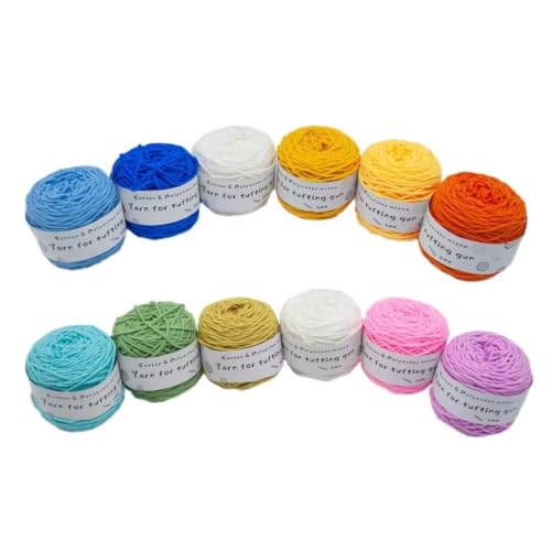 12 x 190 g Knäuel mit verschiedenen Tufting-Garnen, farbiges Poly- und Baumwollgarn, 8-fädiges Strickgarn für Tuftingpistole und Stanznadel, 5 mm Häkelnadel-Garn für Teppich/Pullover/Schal 12 x 190 g Knäuel mit verschiedenen Tufting-Garnen, farbiges Poly- und Baumwollgarn, 8-fädiges Strickgarn für Tuftingpistole und Stanznadel, 5 mm Häkelnadel-Garn für Teppich/Pullover/Schal von Generisch