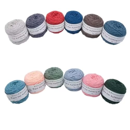 12 x 190 g Knäuel mit verschiedenen Tufting-Garnen, farbiges Poly- und Baumwollgarn, 8-fädiges Strickgarn für Tuftingpistole und Stanznadel, 5 mm Häkelnadel-Garn für Teppich/Pullover/Schal 12 x 190 g Knäuel mit verschiedenen Tufting-Garnen, farbiges Poly- und Baumwollgarn, 8-fädiges Strickgarn für Tuftingpistole und Stanznadel, 5 mm Häkelnadel-Garn für Teppich/Pullover/Schal von Generisch