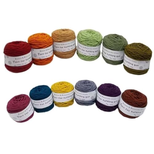 12 x 190 g Knäuel mit verschiedenen Tufting-Garnen, farbiges Poly- und Baumwollgarn, 8-fädiges Strickgarn für Tuftingpistole und Stanznadel, 5 mm Häkelnadel-Garn für Teppich/Pullover/Schal 12 x 190 g Knäuel mit verschiedenen Tufting-Garnen, farbiges Poly- und Baumwollgarn, 8-fädiges Strickgarn für Tuftingpistole und Stanznadel, 5 mm Häkelnadel-Garn für Teppich/Pullover/Schal von Generisch