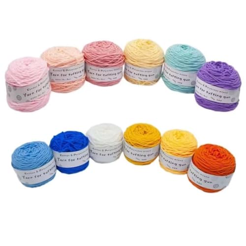 12 x 190 g Knäuel mit verschiedenen Tufting-Garnen, farbiges Poly- und Baumwollgarn, 8-fädiges Strickgarn für Tuftingpistole und Stanznadel, 5 mm Häkelnadel-Garn für Teppich/Pullover/Schal 12 x 190 g Knäuel mit verschiedenen Tufting-Garnen, farbiges Poly- und Baumwollgarn, 8-fädiges Strickgarn für Tuftingpistole und Stanznadel, 5 mm Häkelnadel-Garn für Teppich/Pullover/Schal von Generisch