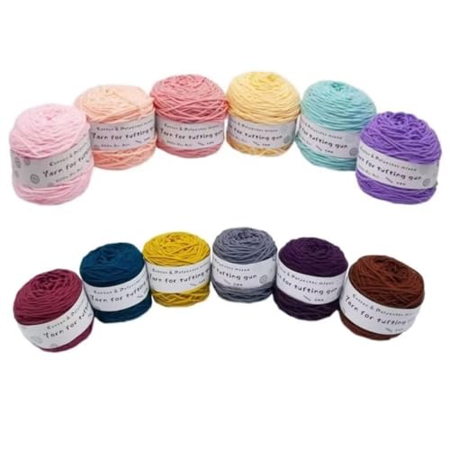 12 x 190 g Knäuel mit verschiedenen Tufting-Garnen, farbiges Poly- und Baumwollgarn, 8-fädiges Strickgarn für Tuftingpistole und Stanznadel, 5 mm Häkelnadel-Garn für Teppich/Pullover/Schal 12 x 190 g Knäuel mit verschiedenen Tufting-Garnen, farbiges Poly- und Baumwollgarn, 8-fädiges Strickgarn für Tuftingpistole und Stanznadel, 5 mm Häkelnadel-Garn für Teppich/Pullover/Schal von Generisch