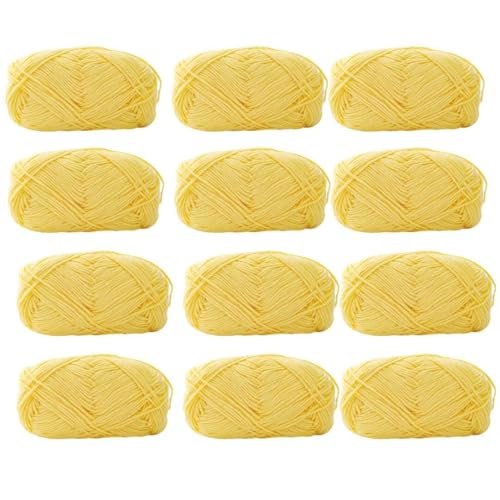 12 x 40 g Knäuel aus sortiertem Acrylgarn, farbiges Milch-Baumwollgarn, 4-lagiges Strickgarn für Stanznadel, 2 mm Häkelnadel-Garn für Pullover/Schal von Generisch