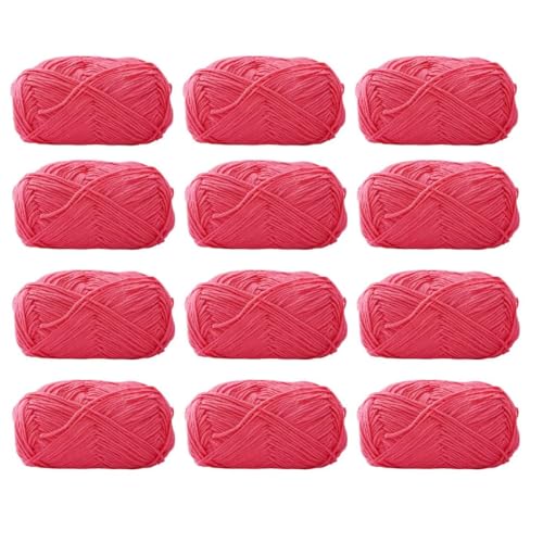 12 x 40 g Knäuel aus sortiertem Acrylgarn, farbiges Milch-Baumwollgarn, 4-lagiges Strickgarn für Stanznadel, 2 mm Häkelnadel-Garn für Pullover/Schal von Generisch