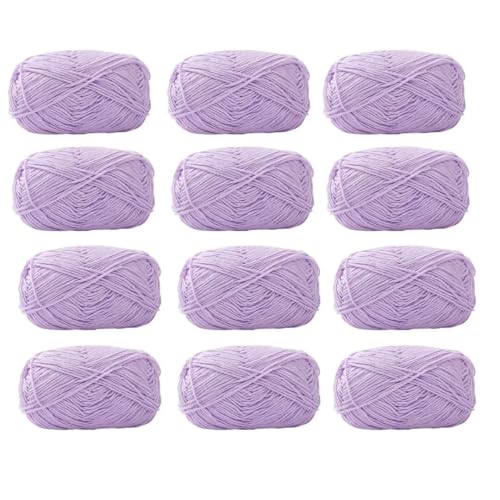 12 x 40 g Knäuel aus sortiertem Acrylgarn, farbiges Milch-Baumwollgarn, 4-lagiges Strickgarn für Stanznadel, 2 mm Häkelnadel-Garn für Pullover/Schal von Generisch