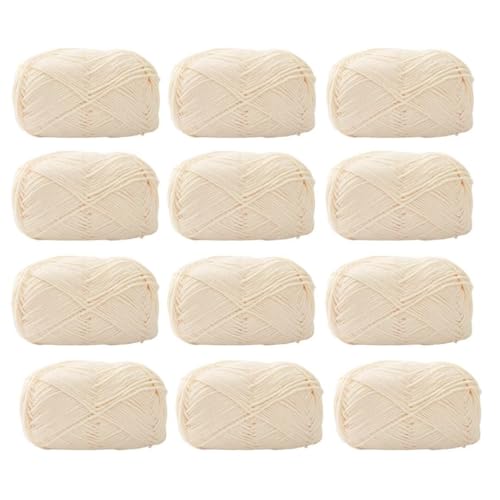12 x 40 g Knäuel aus sortiertem Acrylgarn, farbiges Milch-Baumwollgarn, 4-lagiges Strickgarn für Stanznadel, 2 mm Häkelnadel-Garn für Pullover/Schal von Generisch