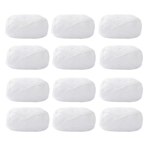 12 x 40 g Knäuel aus sortiertem Acrylgarn, farbiges Milch-Baumwollgarn, 4-lagiges Strickgarn für Stanznadel, 2 mm Häkelnadel-Garn für Pullover/Schal von Generisch
