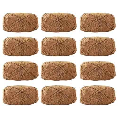 12 x 40 g Knäuel aus sortiertem Acrylgarn, farbiges Milch-Baumwollgarn, 4-lagiges Strickgarn für Stanznadel, 2 mm Häkelnadel-Garn für Pullover/Schal von Generisch