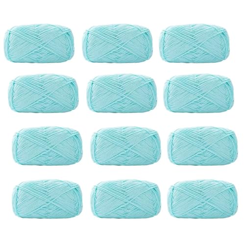 12 x 40 g Knäuel aus sortiertem Acrylgarn, farbiges Milch-Baumwollgarn, 4-lagiges Strickgarn für Stanznadel, 2 mm Häkelnadel-Garn für Pullover/Schal von Generisch