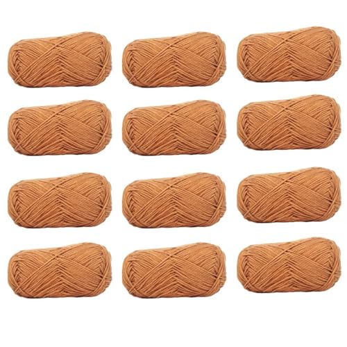 12 x 40 g Knäuel aus sortiertem Acrylgarn, farbiges Milch-Baumwollgarn, 4-lagiges Strickgarn für Stanznadel, 2 mm Häkelnadel-Garn für Pullover/Schal von Generisch