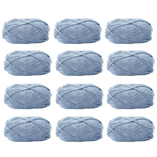 12 x 40 g Knäuel aus sortiertem Acrylgarn, farbiges Milch-Baumwollgarn, 4-lagiges Strickgarn für Stanznadel, 2 mm Häkelnadel-Garn für Pullover/Schal von Generisch