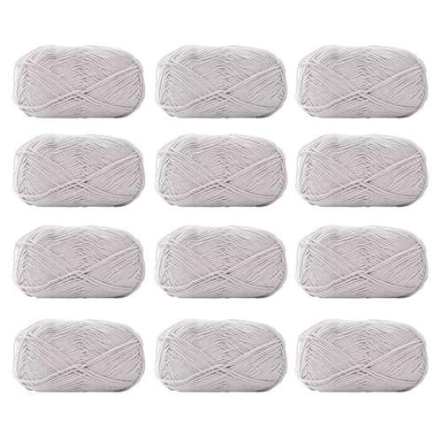 12 x 40 g Knäuel aus sortiertem Acrylgarn, farbiges Milch-Baumwollgarn, 4-lagiges Strickgarn für Stanznadel, 2 mm Häkelnadel-Garn für Pullover/Schal von Generisch