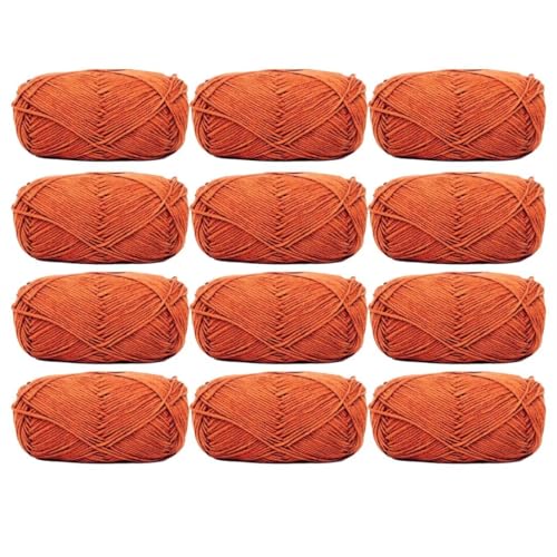 12 x 40 g Knäuel aus sortiertem Acrylgarn, farbiges Milch-Baumwollgarn, 4-lagiges Strickgarn für Stanznadel, 2 mm Häkelnadel-Garn für Pullover/Schal von Generisch