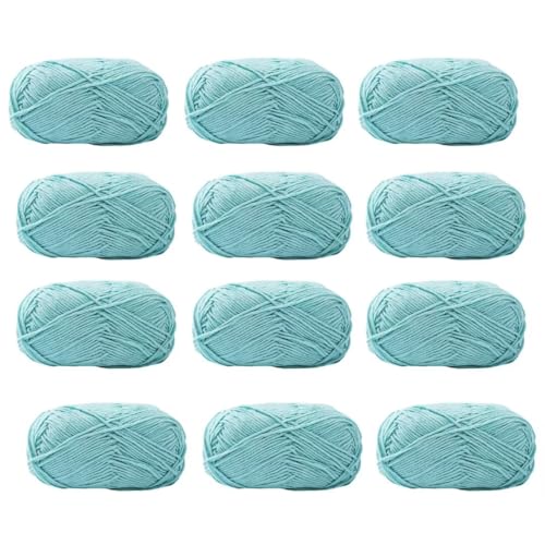 12 x 40 g Knäuel aus sortiertem Acrylgarn, farbiges Milch-Baumwollgarn, 4-lagiges Strickgarn für Stanznadel, 2 mm Häkelnadel-Garn für Pullover/Schal von Generisch