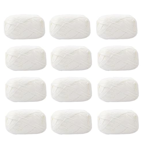 12 x 40 g Knäuel aus sortiertem Acrylgarn, farbiges Milch-Baumwollgarn, 4-lagiges Strickgarn für Stanznadel, 2 mm Häkelnadel-Garn für Pullover/Schal von Generisch