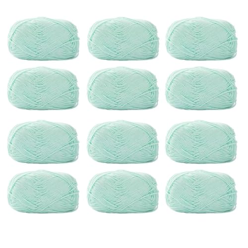 12 x 40 g Knäuel aus sortiertem Acrylgarn, farbiges Milch-Baumwollgarn, 4-lagiges Strickgarn für Stanznadel, 2 mm Häkelnadel-Garn für Pullover/Schal von Generisch