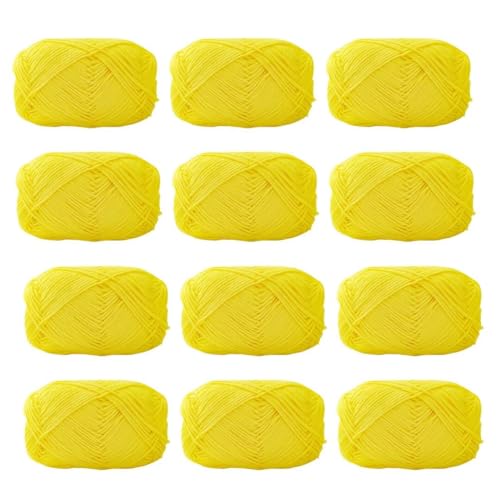 12 x 40 g Knäuel aus sortiertem Acrylgarn, farbiges Milch-Baumwollgarn, 4-lagiges Strickgarn für Stanznadel, 2 mm Häkelnadel-Garn für Pullover/Schal von Generisch