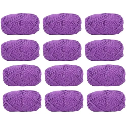 12 x 40 g Knäuel aus sortiertem Acrylgarn, farbiges Milch-Baumwollgarn, 4-lagiges Strickgarn für Stanznadel, 2 mm Häkelnadel-Garn für Pullover/Schal von Generisch