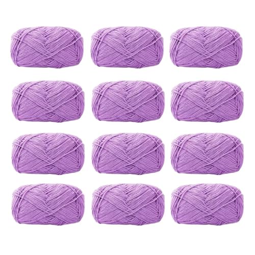 12 x 40 g Knäuel aus sortiertem Acrylgarn, farbiges Milch-Baumwollgarn, 4-lagiges Strickgarn für Stanznadel, 2 mm Häkelnadel-Garn für Pullover/Schal von Generisch
