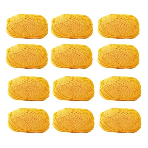 12 x 40 g Knäuel aus sortiertem Acrylgarn, farbiges Milch-Baumwollgarn, 4-lagiges Strickgarn für Stanznadel, 2 mm Häkelnadel-Garn für Pullover/Schal von Generisch