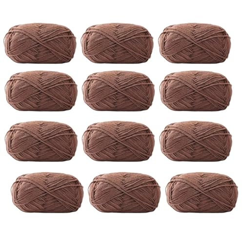 12 x 40 g Knäuel aus sortiertem Acrylgarn, farbiges Milch-Baumwollgarn, 4-lagiges Strickgarn für Stanznadel, 2 mm Häkelnadel-Garn für Pullover/Schal von Generisch