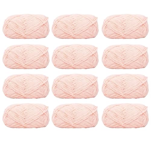 12 x 40 g Knäuel aus sortiertem Acrylgarn, farbiges Milch-Baumwollgarn, 4-lagiges Strickgarn für Stanznadel, 2 mm Häkelnadel-Garn für Pullover/Schal von Generisch