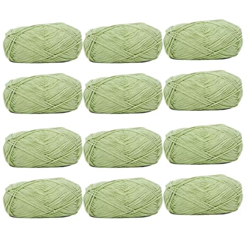 12 x 40 g Knäuel aus sortiertem Acrylgarn, farbiges Milch-Baumwollgarn, 4-lagiges Strickgarn für Stanznadel, 2 mm Häkelnadel-Garn für Pullover/Schal von Generisch