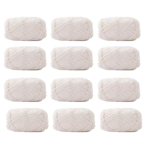 12 x 40 g Knäuel aus sortiertem Acrylgarn, farbiges Milch-Baumwollgarn, 4-lagiges Strickgarn für Stanznadel, 2 mm Häkelnadel-Garn für Pullover/Schal von Generisch