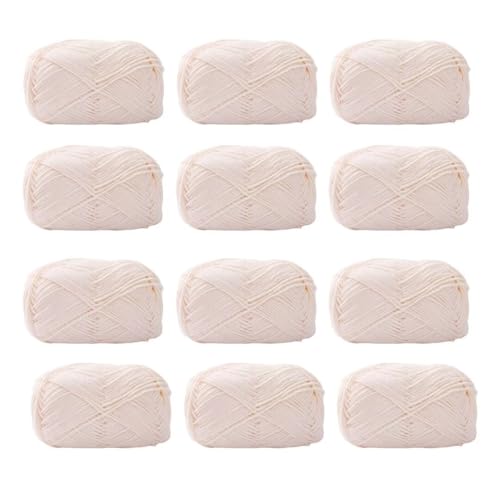 12 x 40 g Knäuel aus sortiertem Acrylgarn, farbiges Milch-Baumwollgarn, 4-lagiges Strickgarn für Stanznadel, 2 mm Häkelnadel-Garn für Pullover/Schal von Generisch