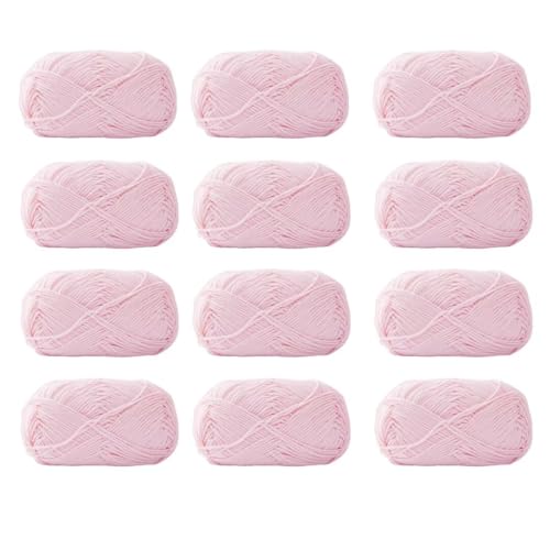 12 x 40 g Knäuel aus sortiertem Acrylgarn, farbiges Milch-Baumwollgarn, 4-lagiges Strickgarn für Stanznadel, 2 mm Häkelnadel-Garn für Pullover/Schal von Generisch