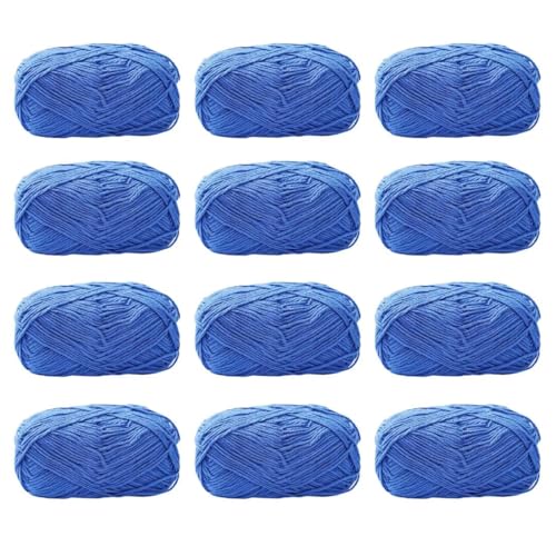 12 x 40 g Knäuel aus sortiertem Acrylgarn, farbiges Milch-Baumwollgarn, 4-lagiges Strickgarn für Stanznadel, 2 mm Häkelnadel-Garn für Pullover/Schal von Generisch