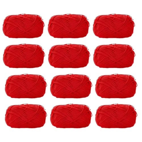 12 x 40 g Knäuel aus sortiertem Acrylgarn, farbiges Milch-Baumwollgarn, 4-lagiges Strickgarn für Stanznadel, 2 mm Häkelnadel-Garn für Pullover/Schal von Generisch