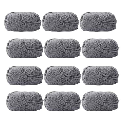 12 x 40 g Knäuel aus sortiertem Acrylgarn, farbiges Milch-Baumwollgarn, 4-lagiges Strickgarn für Stanznadel, 2 mm Häkelnadel-Garn für Pullover/Schal von Generisch