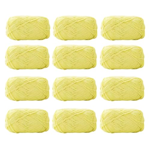 12 x 40 g Knäuel aus sortiertem Acrylgarn, farbiges Milch-Baumwollgarn, 4-lagiges Strickgarn für Stanznadel, 2 mm Häkelnadel-Garn für Pullover/Schal von Generisch