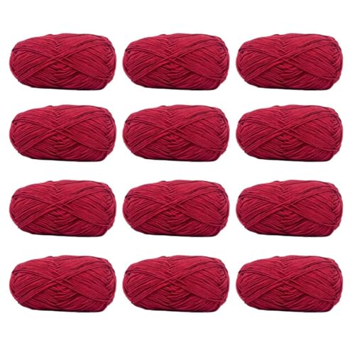 12 x 40 g Knäuel aus sortiertem Acrylgarn, farbiges Milch-Baumwollgarn, 4-lagiges Strickgarn für Stanznadel, 2 mm Häkelnadel-Garn für Pullover/Schal von Generisch