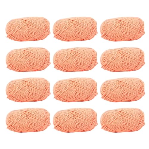 12 x 40 g Knäuel aus sortiertem Acrylgarn, farbiges Milch-Baumwollgarn, 4-lagiges Strickgarn für Stanznadel, 2 mm Häkelnadel-Garn für Pullover/Schal von Generisch
