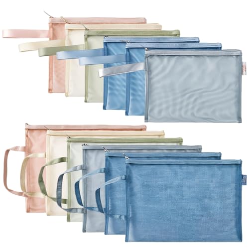 12 x Netztaschen mit Reißverschluss für A4-Dokumentenaufbewahrung, mehrfarbige Nylon-Dokumententaschen mit Griffen für Büro und Schule 12 x Netztaschen mit Reißverschluss für A4-Dokumentenaufbewahrung, mehrfarbige Nylon-Dokumententaschen mit Griffen für Büro und Schule von Generisch