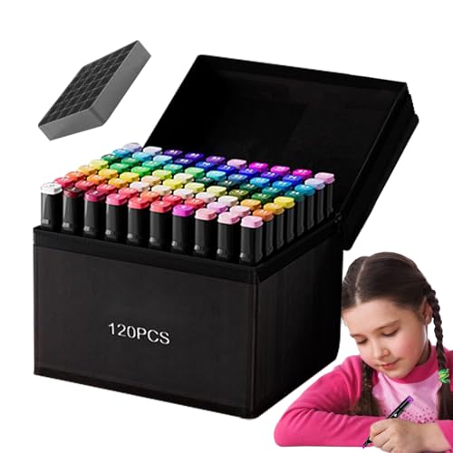 120-Farben-Marker | Wasserdichtes Doppelspitzen-Kinderzeichnungsstift auf Ölbasis | Färbung Kunstwerkzeuge | Bequemes Halten | Schnelltrocknungsformel | 15,4 cm | Für feine Malerei Erwachsene Handwerk von Generisch