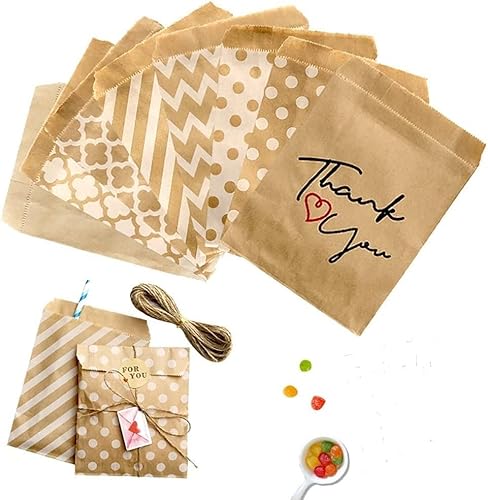120 STK / 6 Muster Papiertüten Klein Braun Candy Bar Tüten Saatgut Aufbewahrung Samentütchen Mini Kraftpapier Tüten zum Befüllen Verpackungstüten Geschenktüten Bonbons Süßigkeiten Adventskalender von Generisch
