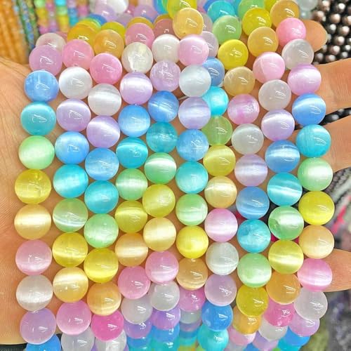 120 Stück 6 mm bunte Selenit-Gipsstein-Kristallperlen für Schmuckherstellung, DIY-Armband, 2 Stränge 120 Stück 6 mm bunte Selenit-Gipsstein-Kristallperlen für Schmuckherstellung, DIY-Armband, 2 Stränge von Generisch