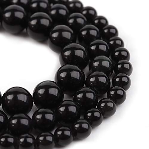 120 Stück 6 mm schwarze Onyx-Edelsteine für die Schmuckherstellung mit Kristall-Stretchschnur-Abstandshalter von Generisch