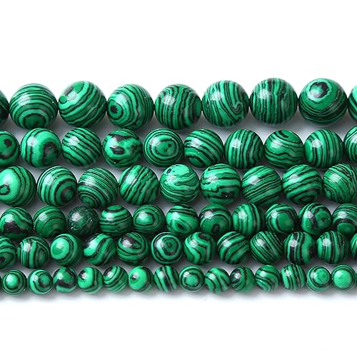 120 Stück 6 mm synthetische grüne Malachit-Perlen, Naturstein, rund, lose Abstandshalter, Perlen für Schmuckherstellung, DIY, Halsketten, Armbänder, 2 Stränge, 81,3 cm 120 Stück 6 mm synthetische grüne Malachit-Perlen, Naturstein, rund, lose Abstandshalter, Perlen für Schmuckherstellung, DIY, Halsketten, Armbänder, 2 Stränge, 81,3 cm von Generisch