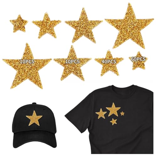 120 Stück Glitzer Stern Strass Bügelbilder Glänzende Stern Applikationen für DIY Kleidung Verzierungen von Generisch