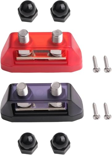 12V-48V 250A DC Busbar Stromverteilerblock, Sammelschienen Verteilerblock, 250 Amp Verteiler für Kfz Solar Boot LKW, M8 M10, Mit Doppelten Bolzen Klemmen Block (M10) von Generisch