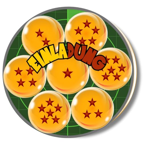 12x EINLADUNGSKARTEN mit Dragon Wunsch Ball Design in Hochglanzoptik für coole Mädchen & Jungen Anime Cartoon Kindergeburtstag Party von Generisch