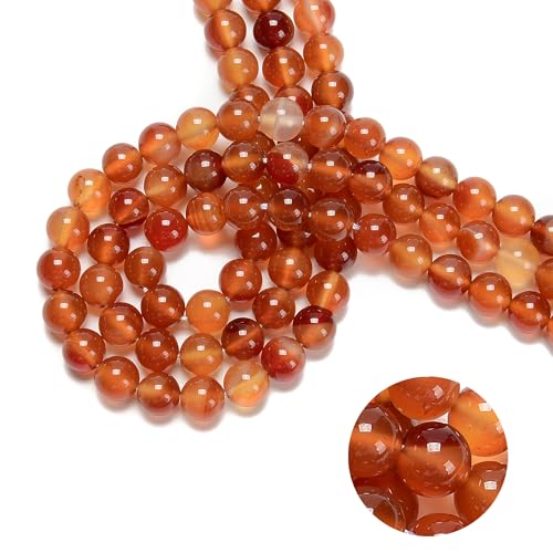 130 Stück orangefarbene Achat-Perlen, glatt, rund, Natursteinperlen, AAA-Qualität, Premium-Edelstein, echter echter Stein, lose für DIY-Armbänder, Schmuckschnüre von Generisch