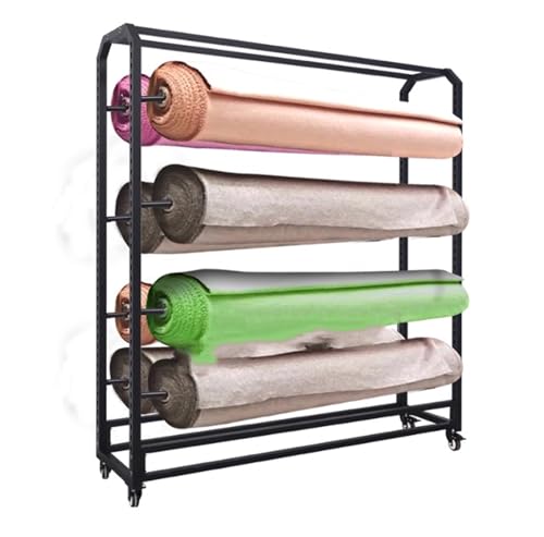 130 cm langer Textilstoff-Präsentationswagen, beweglicher Hochleistungs-Organizerhalter mit Rädern, kommerziell, für Vinylrollen/Lederrollen/Fensterfolien/Tapetendisplays (160 cm, 20 Stangen von Generisch