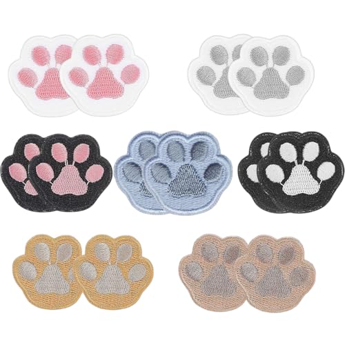 14 Paar Katzenpfoten-Muster-Patches, Reparaturs-Patches, Stickerei-Patches, Dekorations-Patches, DIY-Nähzubehör; geeignet für Kleidung von Generisch
